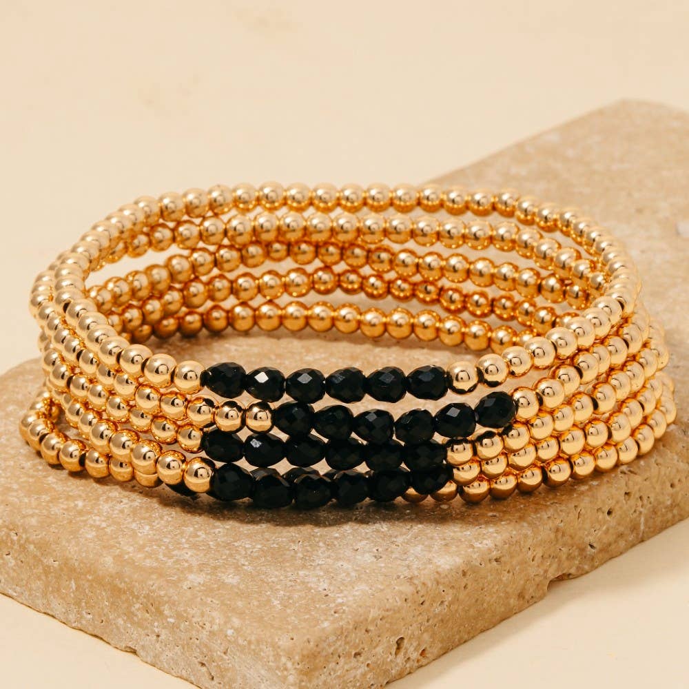 Anarchy Street – Großhandel Perlenarmband – Set aus metallischen und facettierten Glasperlenarmbändern4