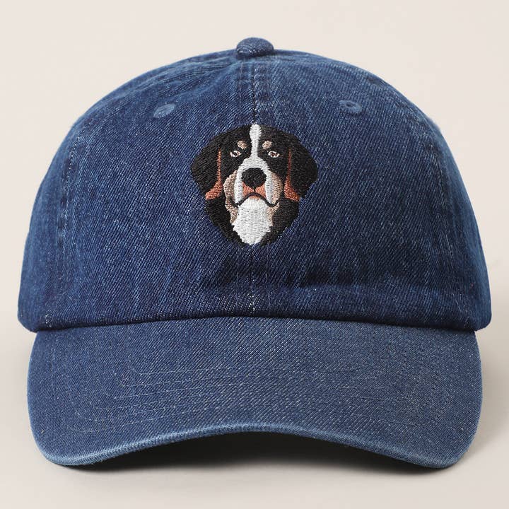 Fashion City - Wholesale Baseball Cap - Unisex - Bernese Mountain Embroidered Denim Baseball Cap