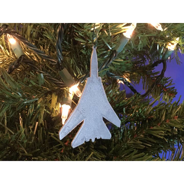 Décoration d'arbre en forme de tomcat F-14, acrylique (gris) pour la vente par Economy Ornament