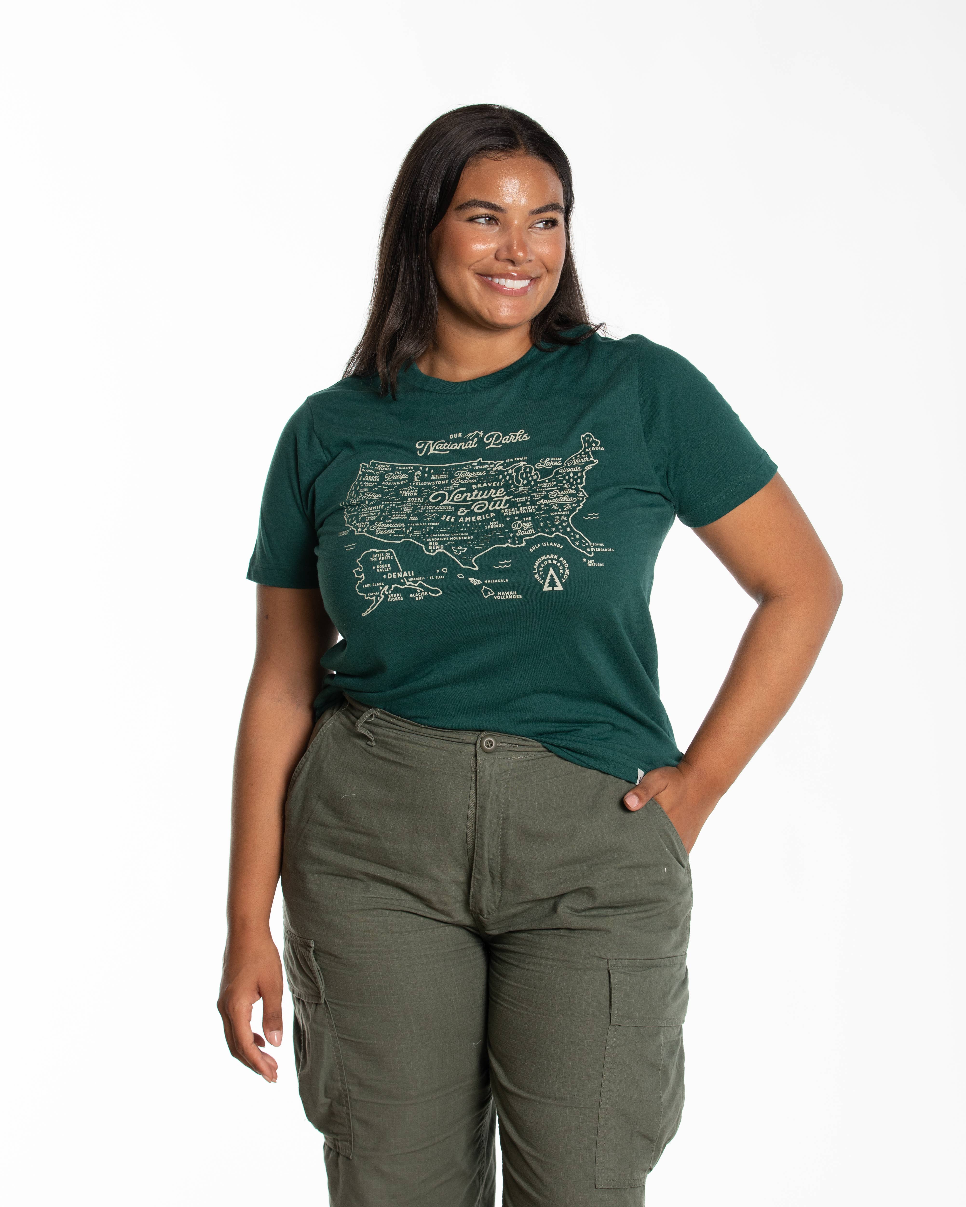 The Landmark Project - Wholesale Screen Printed T-Shirt - Unisex - National Parks Map Tee9