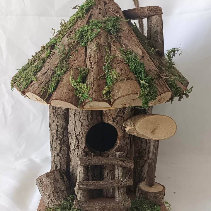 Marissa's Gifts – wholesale Bird house – Handmade wooden birdhouse hut with ladder7