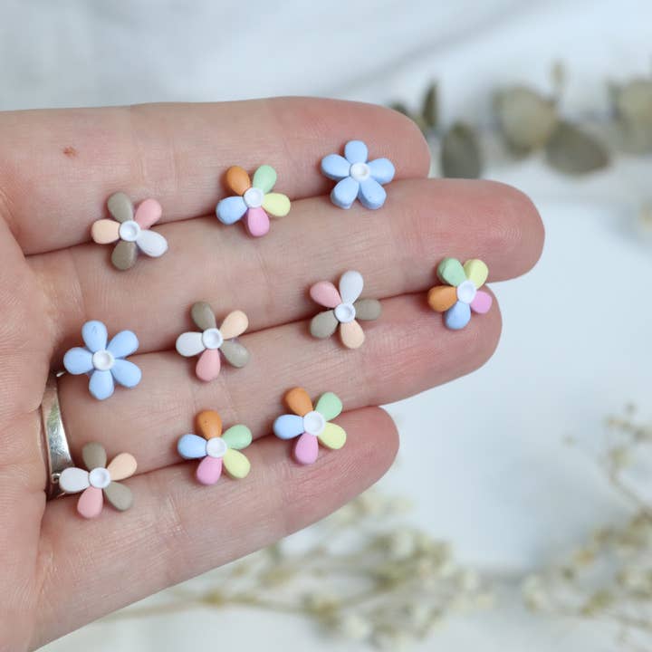 Lily and Sparrow Clay - Wholesale Stud/Post Earrings - Mini Flower Studs4