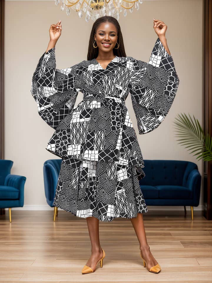 7819 - Authentic African Print 2pc Wrap Top & Skirt Set for wholesale by KaraChic