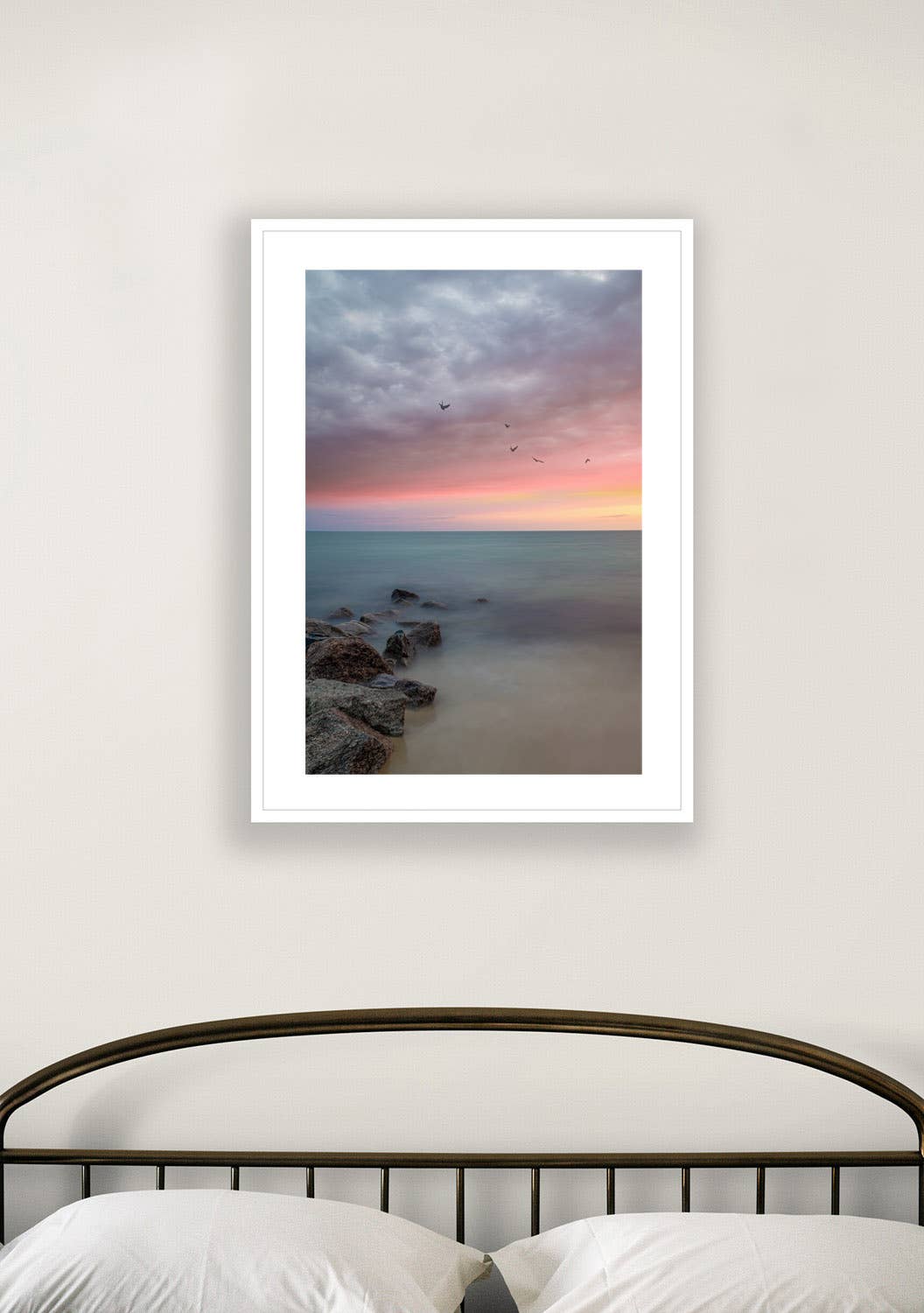 Brooke T Ryan Photographic Art - Wholesale Art Print - Vertical Ocean Sunset Art: Pink and Blue Cape Cod Seascape1