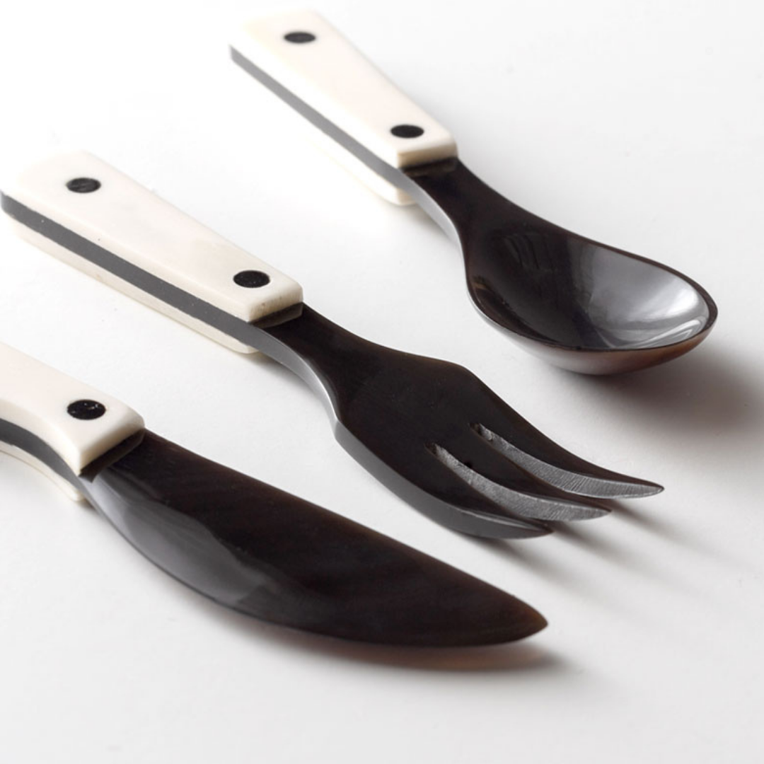 Luala Silk – Engroshandel Skærebestik sæt – Horn Bestik Sæt - Spoon gaffel og smør kniv9