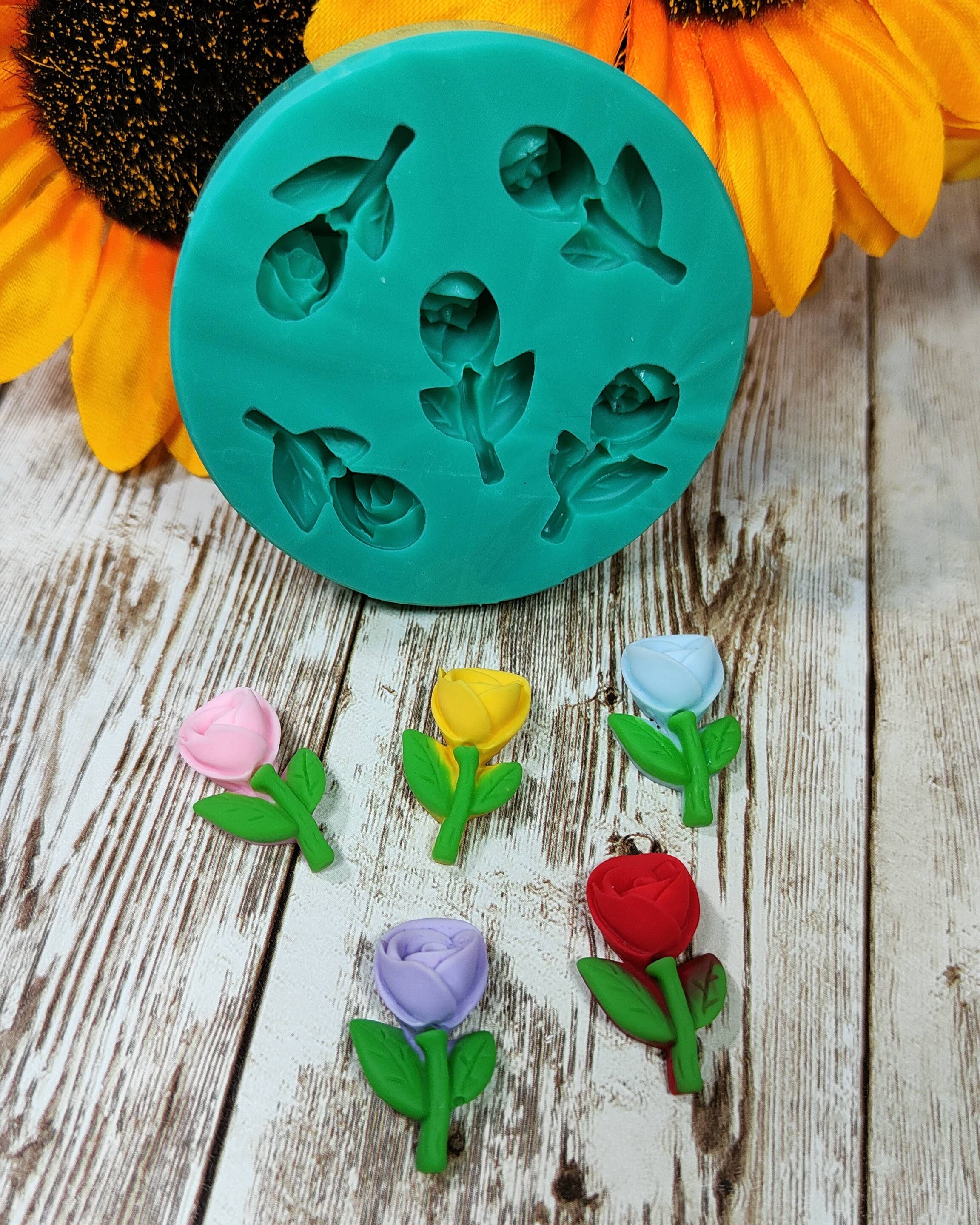 Serena Creazione di Serena Stampone - Wholesale DIY Craft Kit - Rose mold with stem 5pcs 2cm in silicone for resin and plaster2