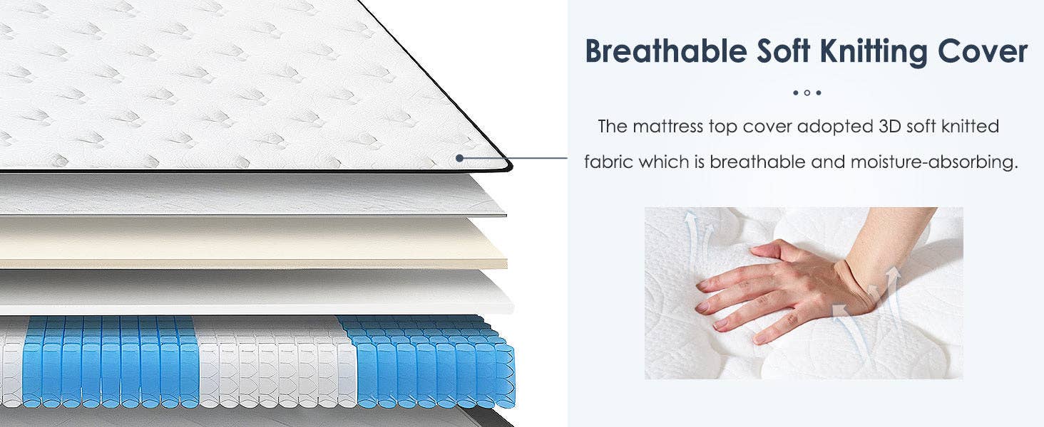 39F Inc. - Wholesale Bed - 12''Hybrid Full Mattress with Pocket Springs and Memory Foam14