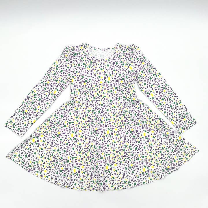 Mardi Gras Konfetti Snurrekjole for engroshandel hos Blended Spirit Children’s Clothing