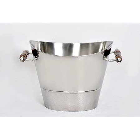 India Handicrafts Inc - Wholesale Ice Bucket - Classic SS Ice Bucket with Wood Handles4