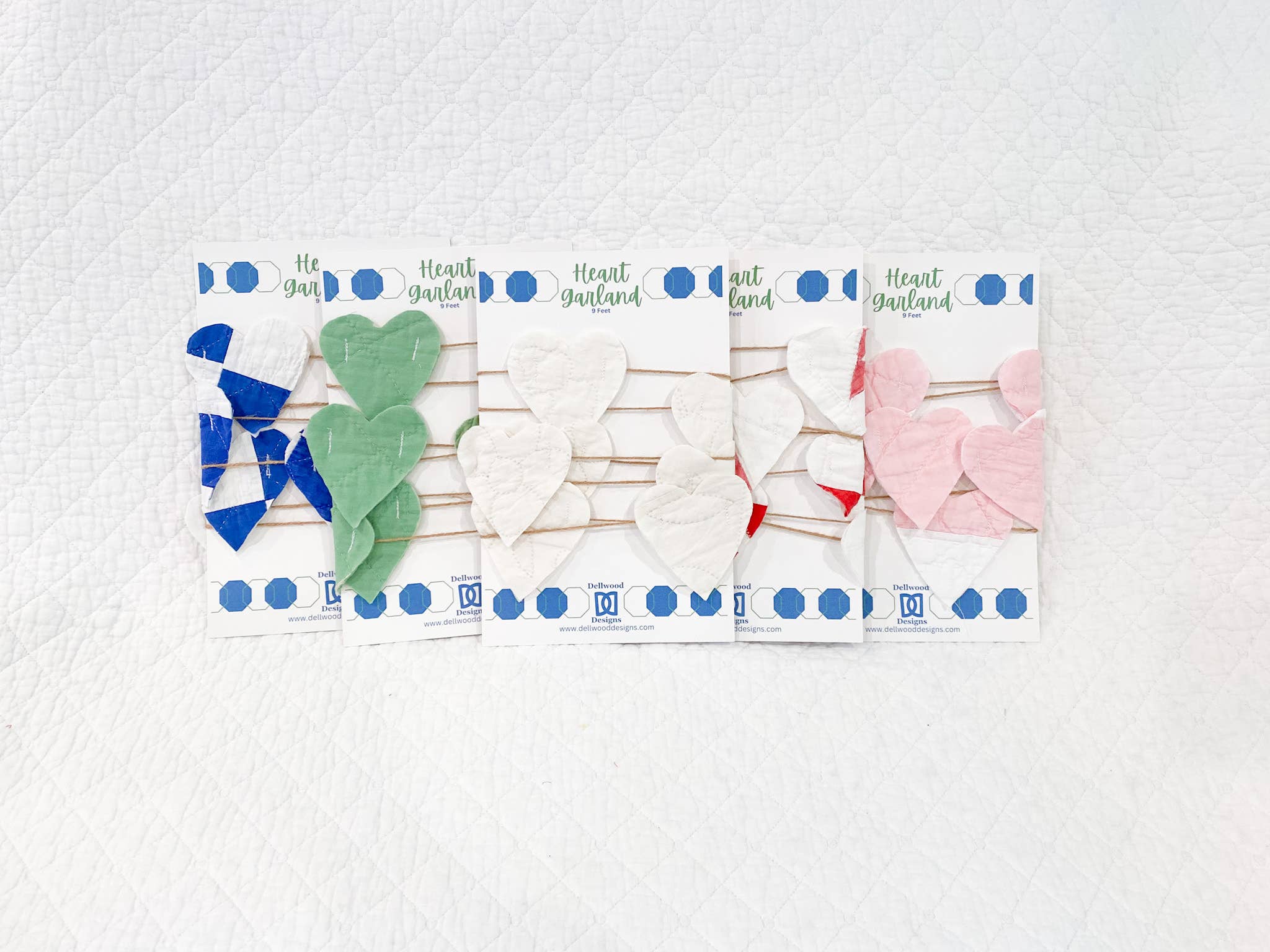 Dellwood Designs - Wholesale Bunting/Garland - Vintage Quilt Heart Garland - Assorted Quilts