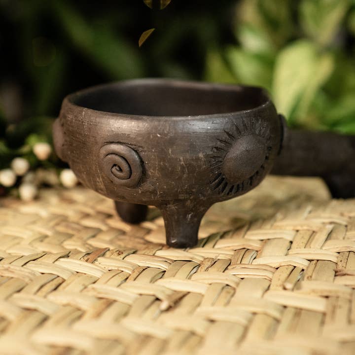 Oaxaca's Polished Clay - Traditional Ceremony-Type Sahumerio Cup or Copalera for wholesale by Amae Incense