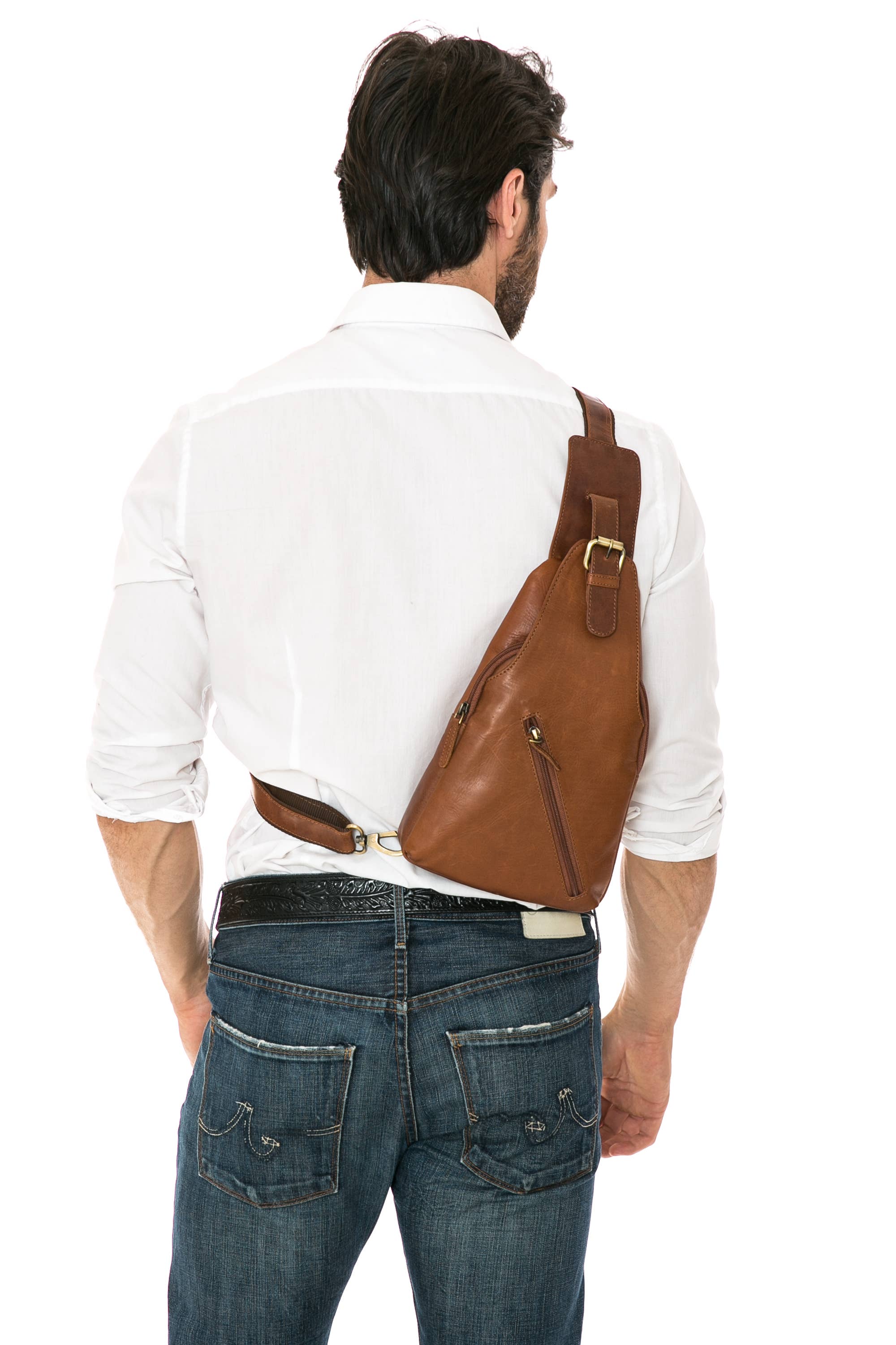 Leather Impressions Inc - Wholesale Crossbody Bag - Unisex - Leather sling bag, Minimalist crossbody chest bag AB17671