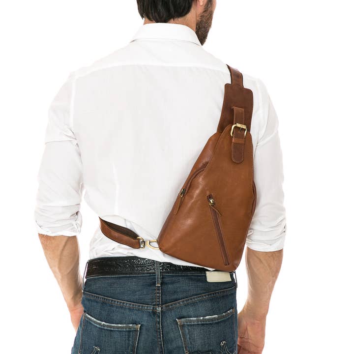 Leather Impressions Inc - Wholesale Crossbody Bag - Unisex - Leather sling bag, Minimalist crossbody chest bag AB17671