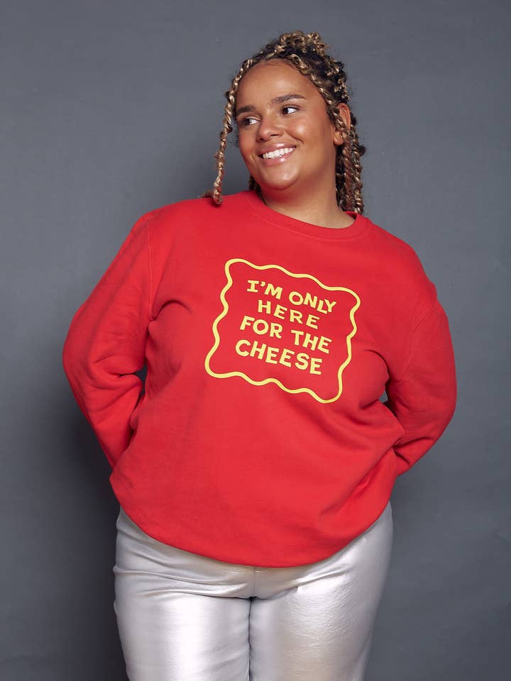 Only Here for the Cheese Christmas Sweatshirt for wholesale by Rock On Ruby
