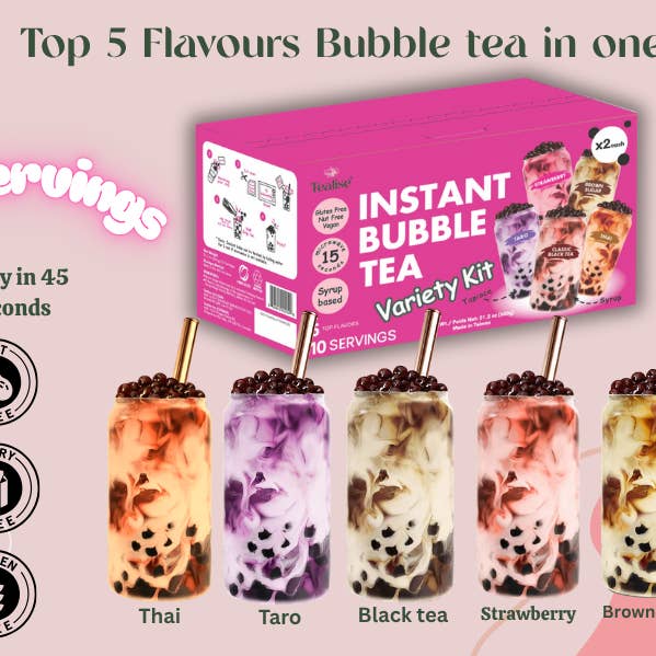 Tealise 10 Servings Variety Pack Bubble Tea Kit Syrup-based Vegan Gift Bubble Tea Ready in 45 Seconds for wholesale by Tealise