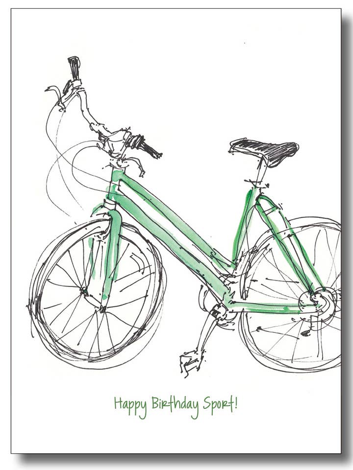 Grøn cykel for engroshandel hos WORDS & WATERCOLORS BY PEG CONLEY