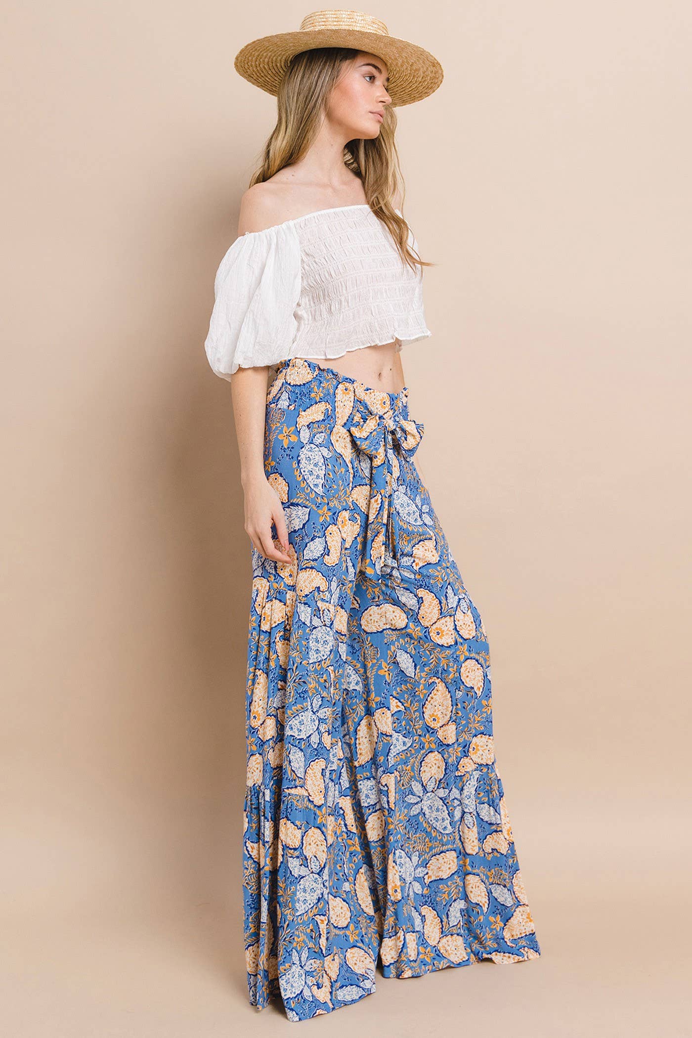 AZUL MULTI PANTALONES PALAZZO BOHO DE PERNERA ANCHA - BLUE MULTI 2314 de venta al por mayor en Faire5