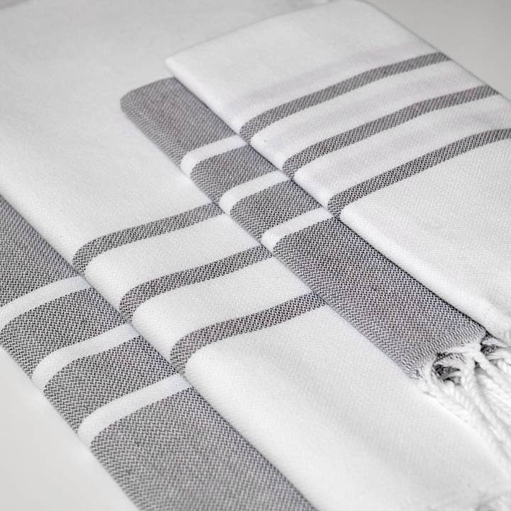 Antiochia - Vendita all'ingrosso Asciugamani per le mani - Asciugamano bianco con asciugamano grigio — Collezione Antiochia3