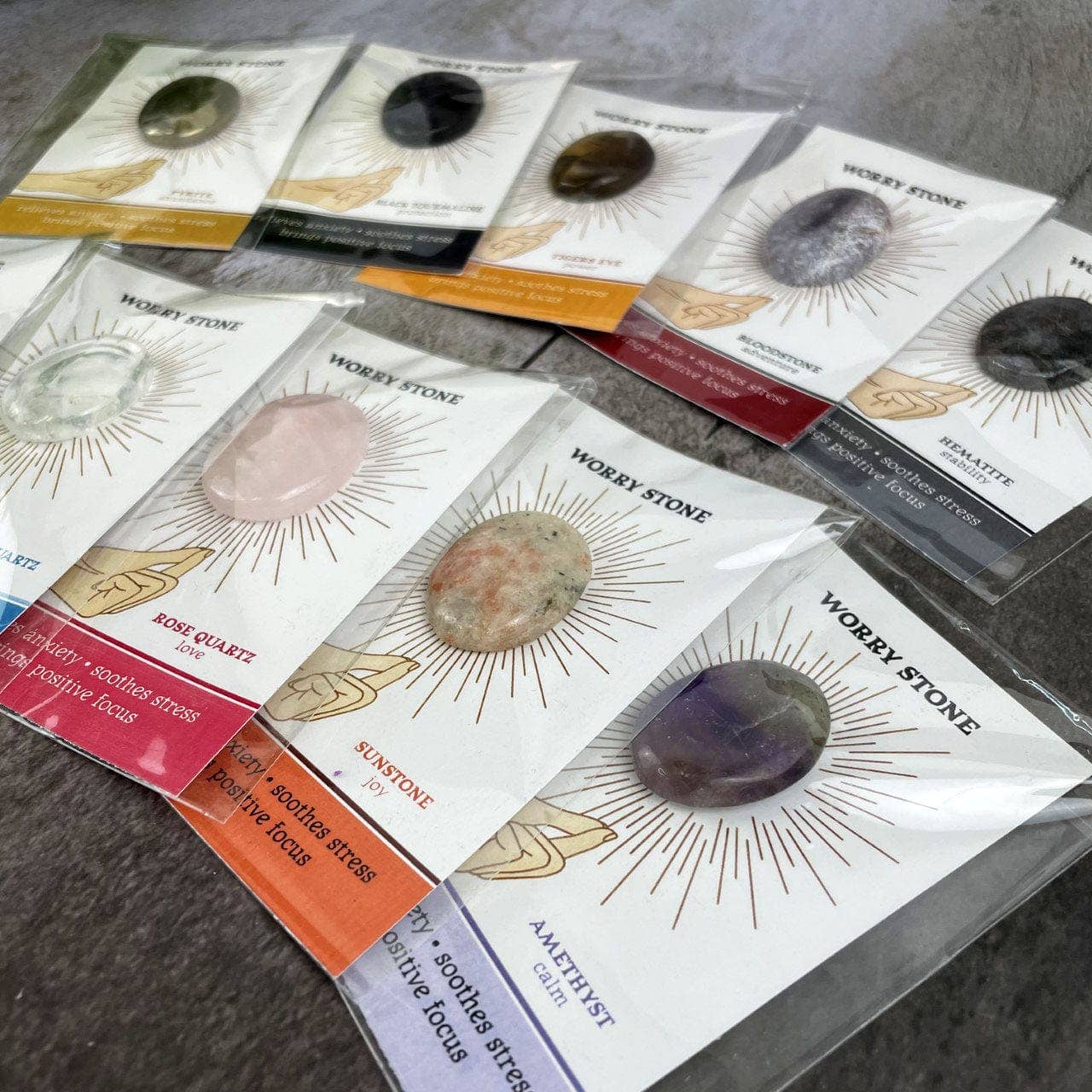 Rock Paradise - Wholesale Spiritual Stone/Crystal - Crystal Worry Stone on Card in Protective Sleeve2