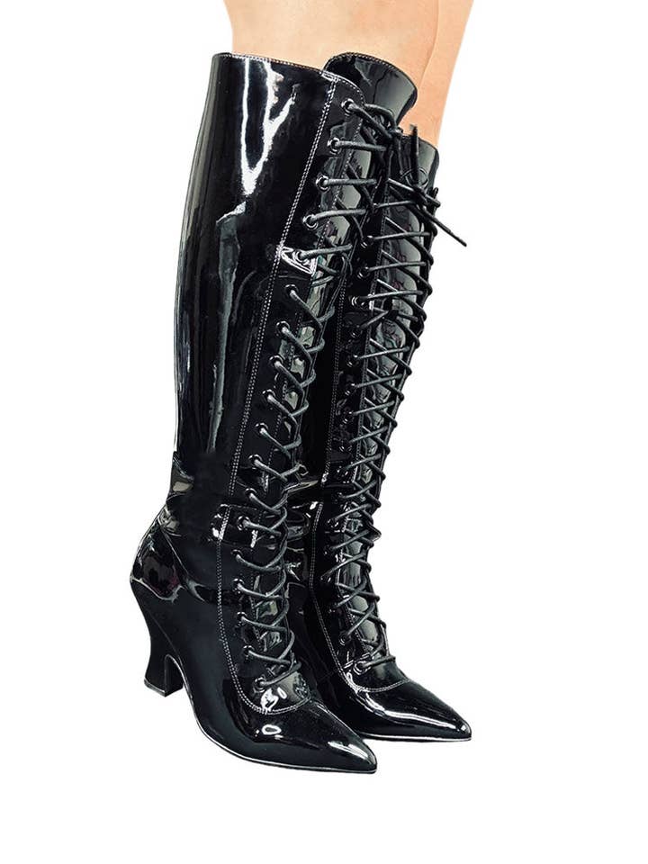 VICTORIA BOOT MAX - BLACK PATENT for wholesale by STRANGE CVLT