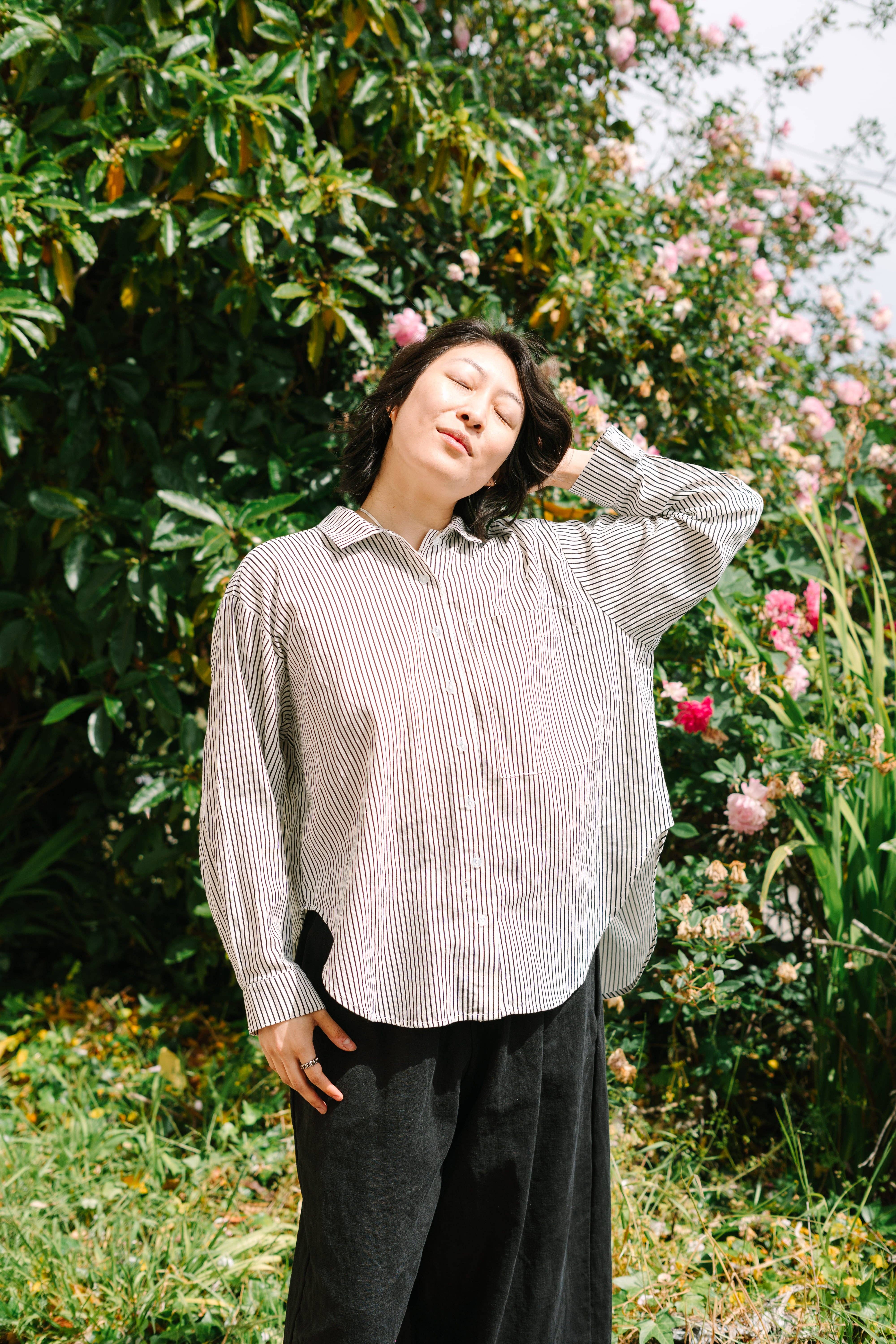 Nettle Studios - Wholesale Button Down Shirt - Unisex - Size Inclusive Plus Size Long Sleeve Button Up Striped Linen10