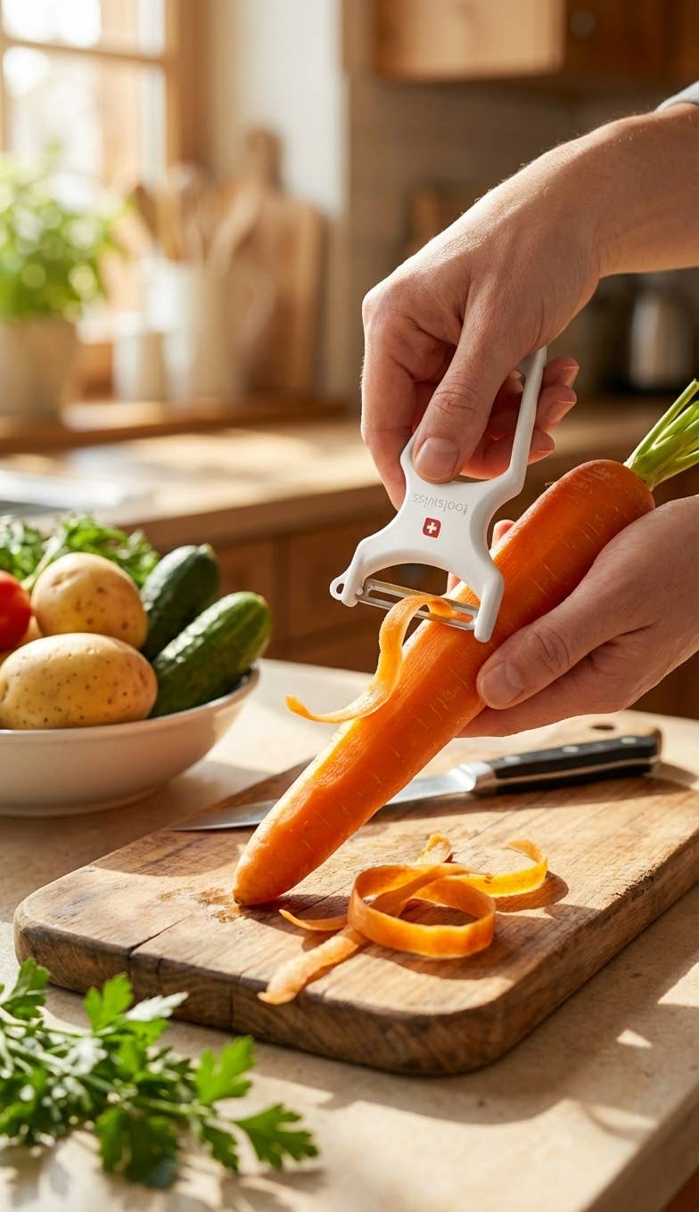 Kadra Kitchenware - Vente Économes - Toolswiss Classinox - Éplucheur à légumes avec lame en acier inoxydable, blanc1