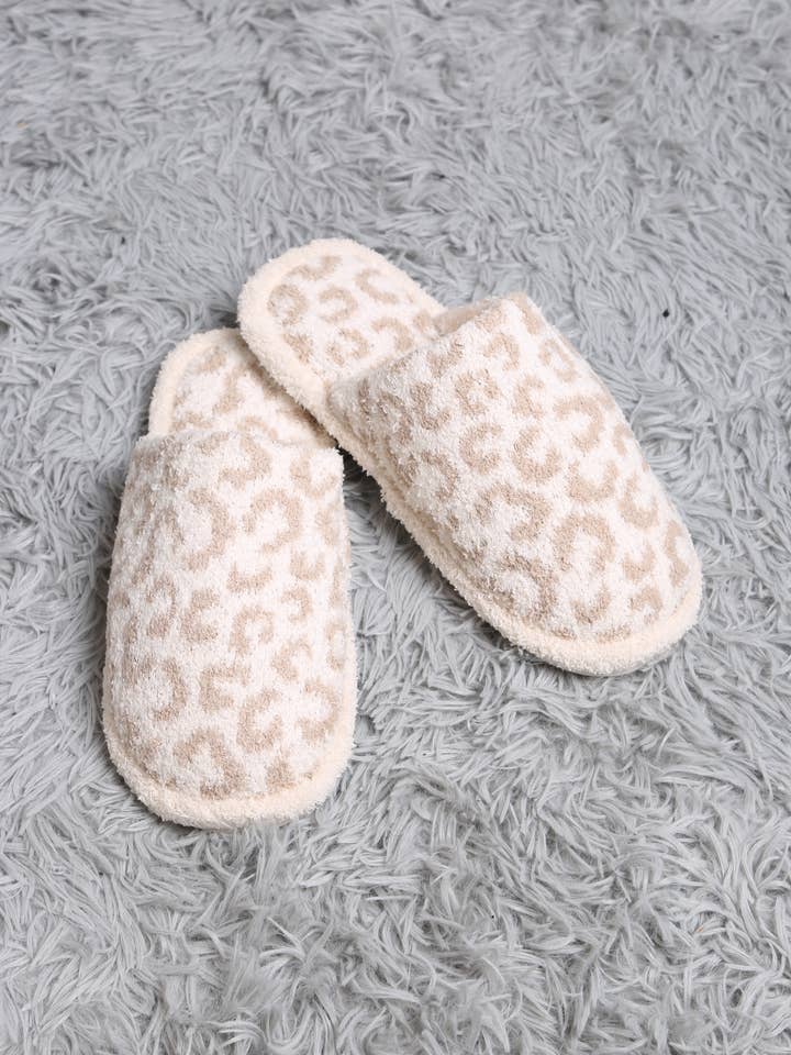 Jasper Trading LLC - Wholesale Slippers - Women's - LEOPARD PATTERN LUXURY SOFT SLIPPERS- BEIGE
