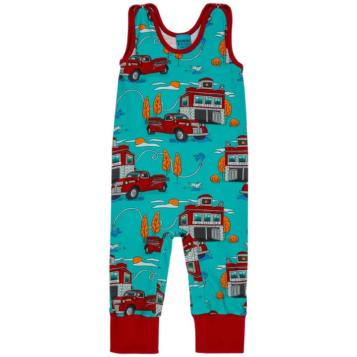 Salopette per bambini - Camion dei pompieri per la vendita all'ingrosso da parte di Raspberry Republic