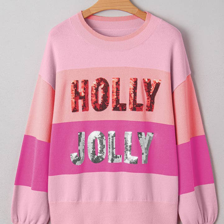 Pink Sequined HOLLY JOLLY Color Block Crew Neck Sweater and other Purchase Wholesale holly jolly sequin. Free Returns & Net 60 Terms on Faire trending on Faire.
