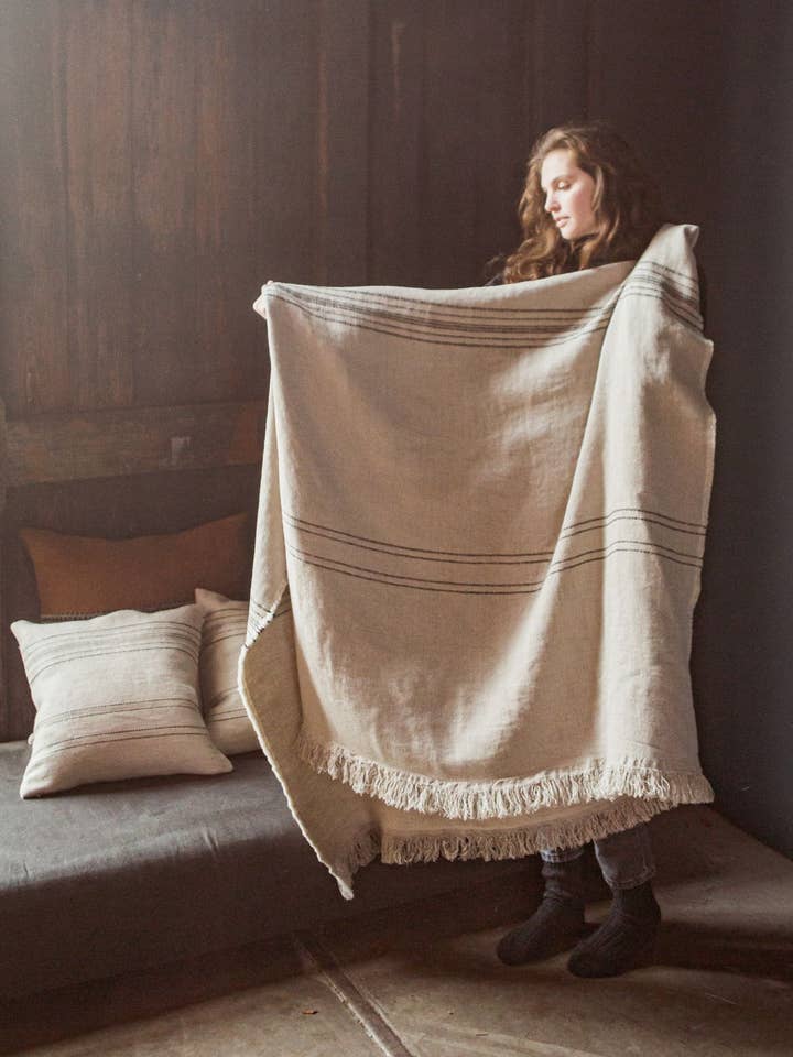 Manta Marrakesh listrada 140 x 220 cm por atacado de Libeco Home