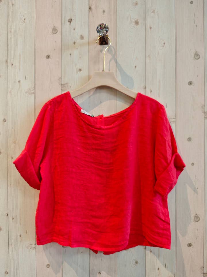 Linen & More - Wholesale Blouse - Women's - REF 59076 BASIC LINEN SHORT BLOUSE 100%