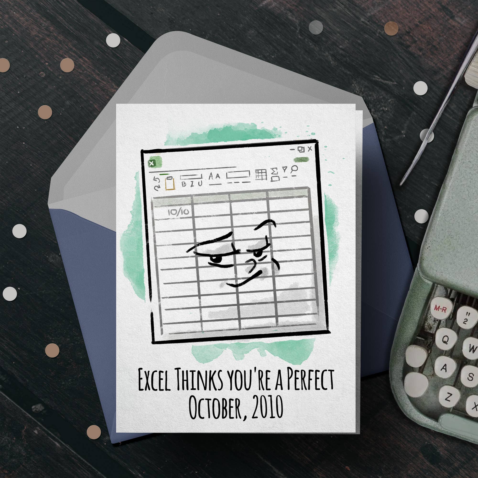 Aaron Millard Illustration - Wholesale Vriendschapskaartje - „Perfect Oct 2010" - Grappige vriendschapskaart voor koppels op kantoor0