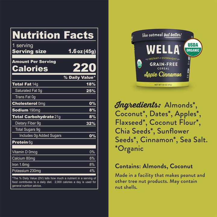Wella Foods - Wholesale Breakfast Cereal - Wella Grain-Free Cereal Apple Cinnamon Cup