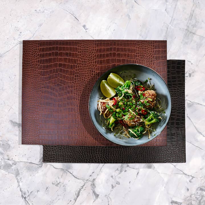 Signature Home Collection GmbH - Wholesale Placemat - Placemats set of 6 rectangular croco light brown dark brown