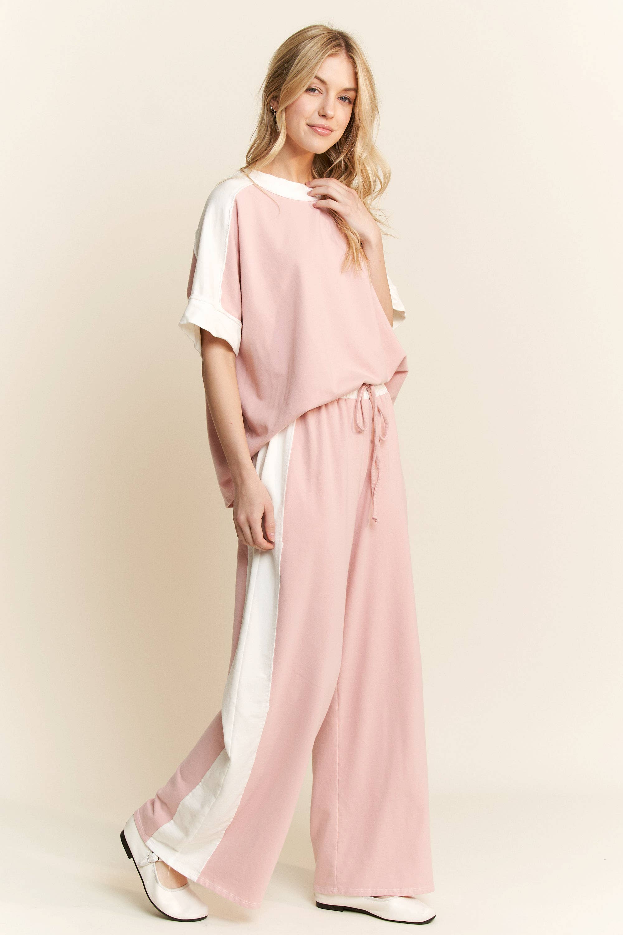 J.Her – Großhandel Lounge-Trainingshose/-Jogginghose – Damen – Gewaschene Kontrast-Seiten-Frühlings-Lounge-Hose HP637515