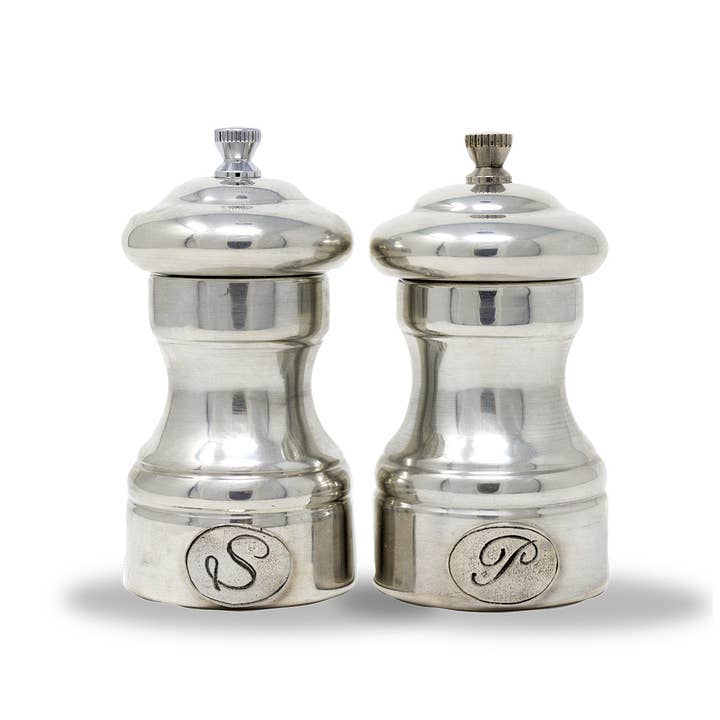 Arte Italica & Crown Linen Designs - Wholesale Salt & Pepper Shaker Set - Tavola Petite Pewter Salt & Pepper Grinder set3