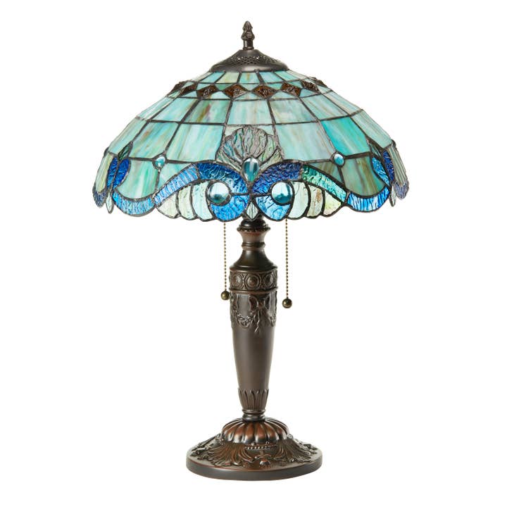 River of Goods - Wholesale Accent/Desk Lamp - Baroque Stained Glass Table Lamp with Cabochons2