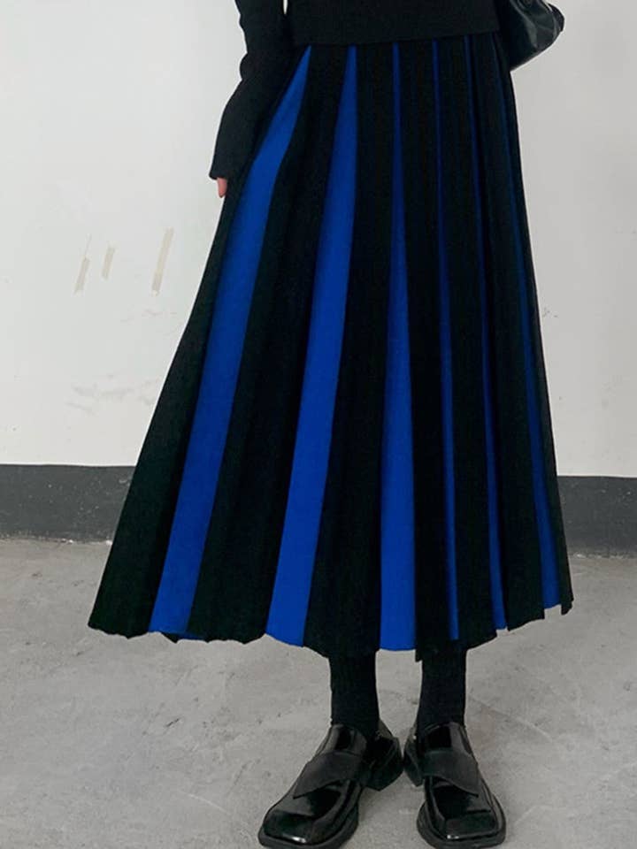 safistyle - Wholesale Skirt - Women's - Pleated Colorblock Wide-Leg Maxi Skirt6