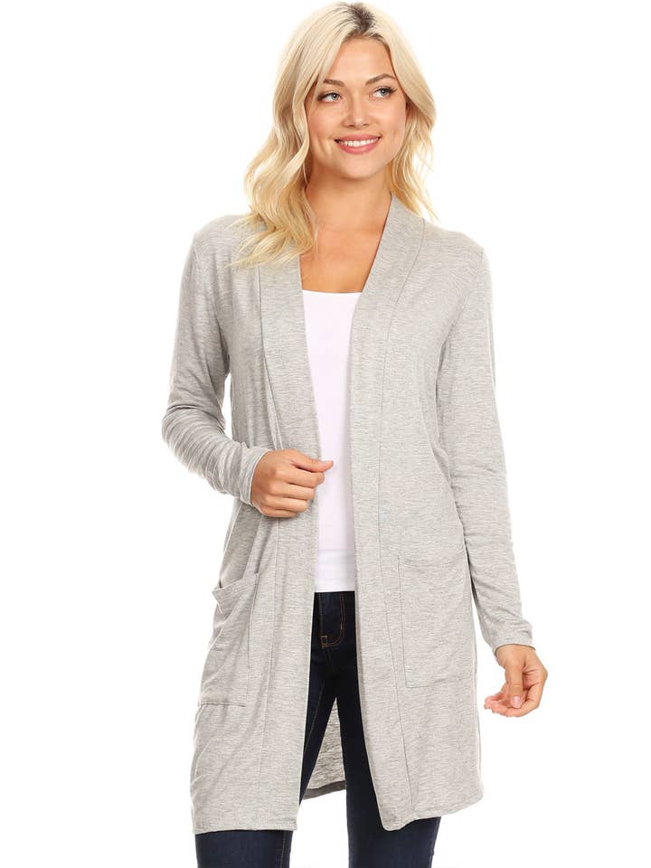 MOA COLLECTION - Wholesale Cardigan - Women's - Women's Casual Basic Solid Cardigan7