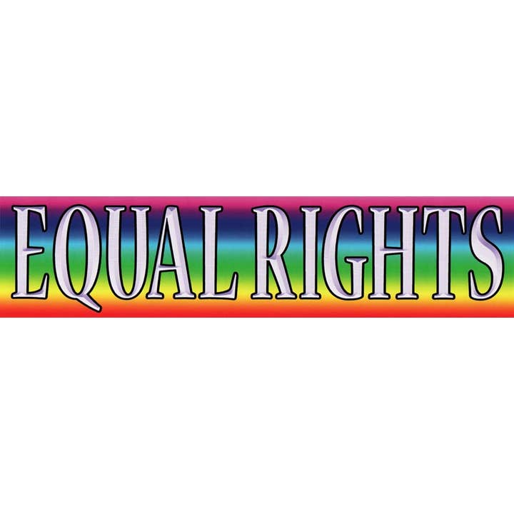 Sticker. Equal Rights Rainbow Sticker. Full Size. 10" X 2.5" for wholesale by VisionWorks LLC
