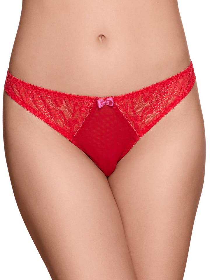 Miss Cherie Red Lace Brazilian Panties for wholesale by Viola Sky