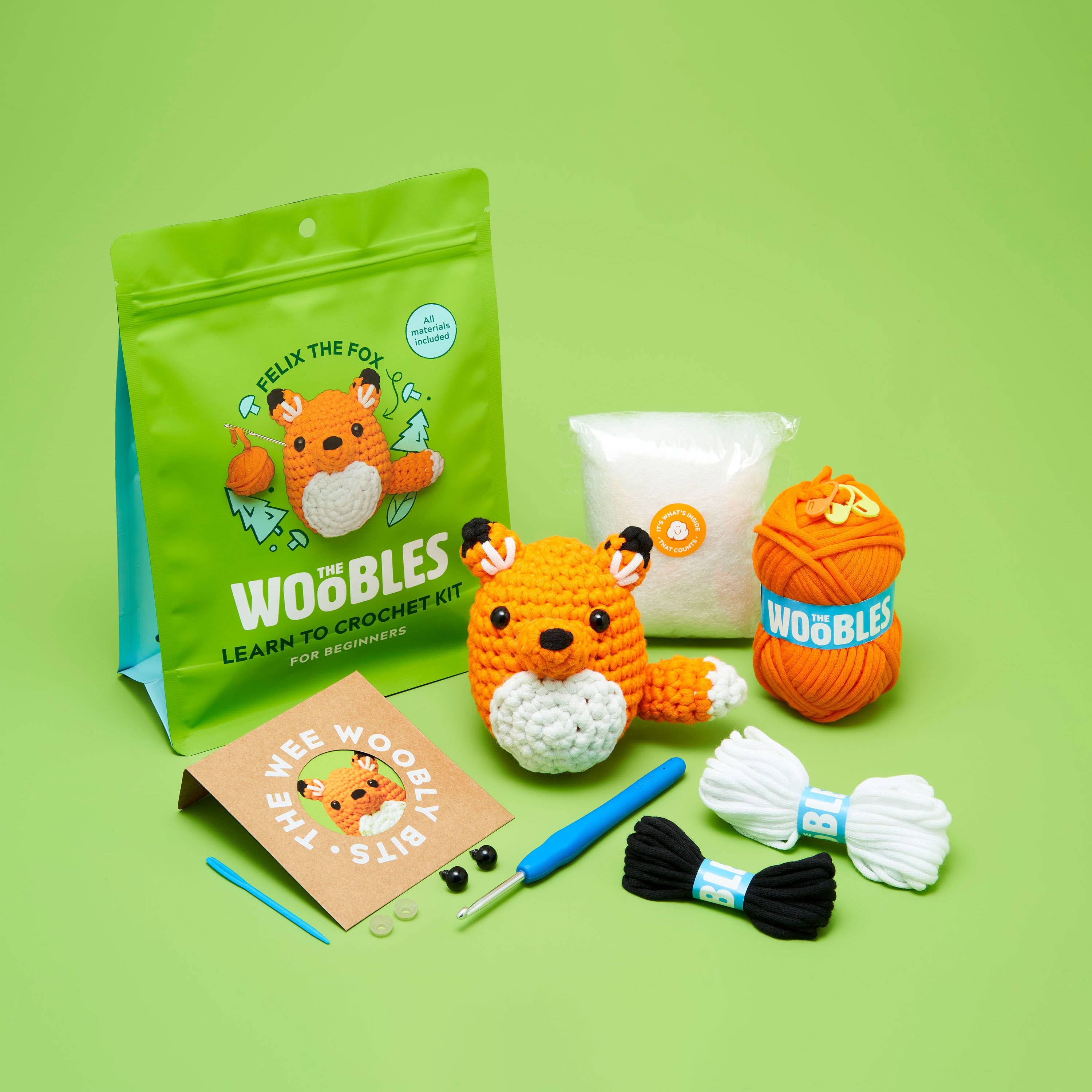 The Woobles - Wholesale Knitting/Crochet Supplies - Felix the Fox Beginner Crochet Kit1