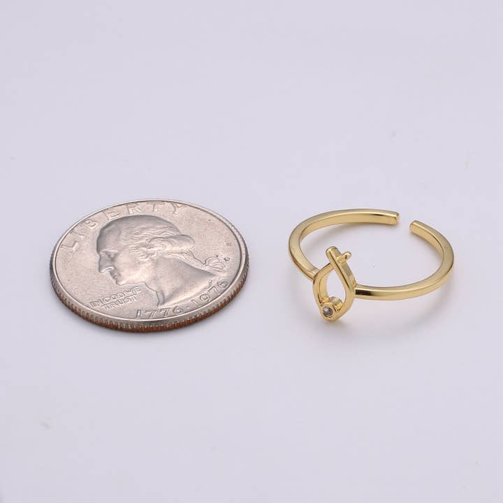 Aim Eternal - Wholesale Band/Stacked Ring - Christian Fish Ring Stackable Ring, Thin Ring, Vermeil Ring, Dainty Stacking Rings, Open Ring, Thin Adjustable Ring Religious Jewelry
