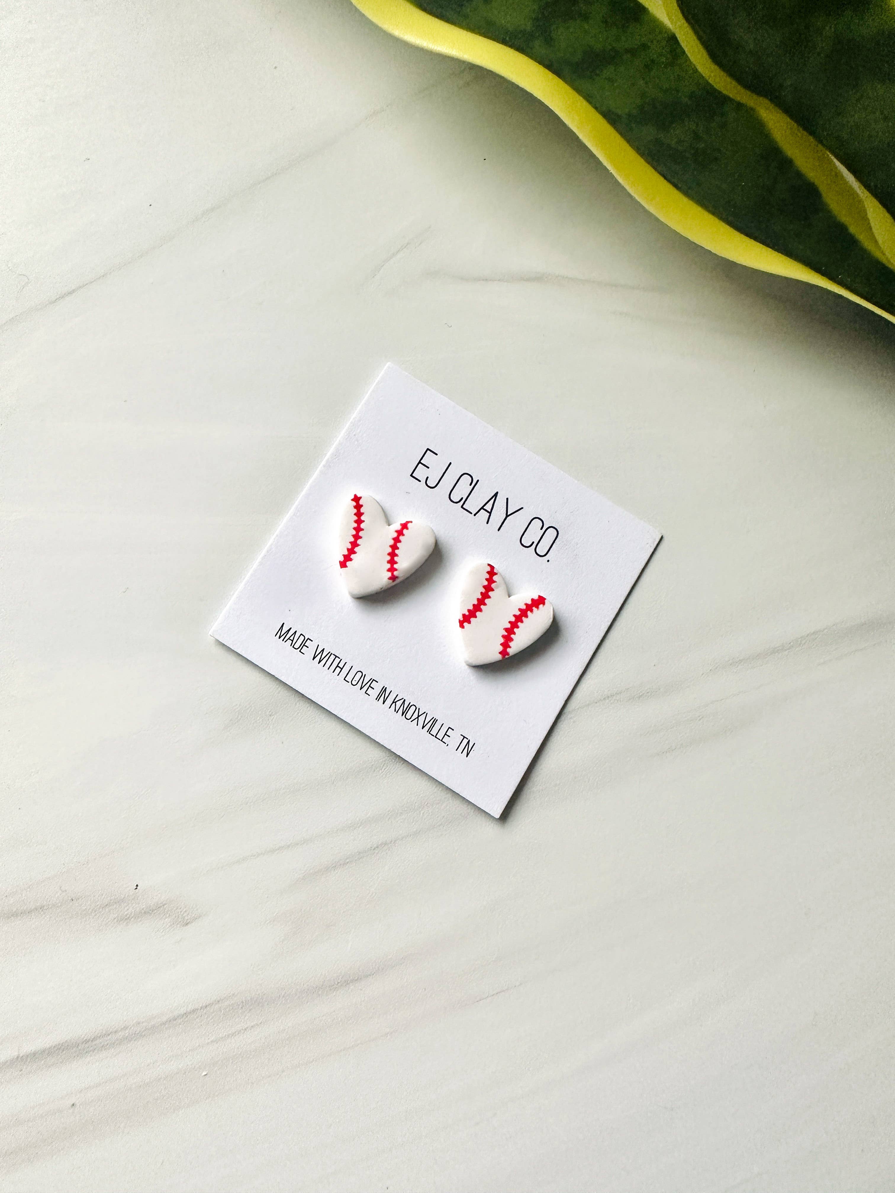 EJ Clay Co - Wholesale Stud/Post Earrings - Heart Baseballs/Softballs0