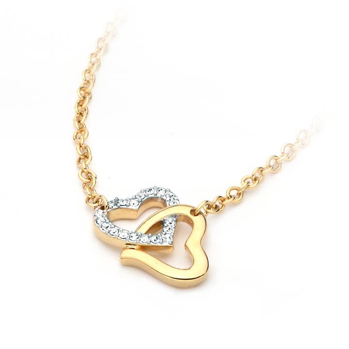 My Jewellery Story – Großhandel Kette mit Anhänger/Charm – MYJS Match Heart Halskette, zweifarbiger Anhänger mit Sw|5-1117-DT1