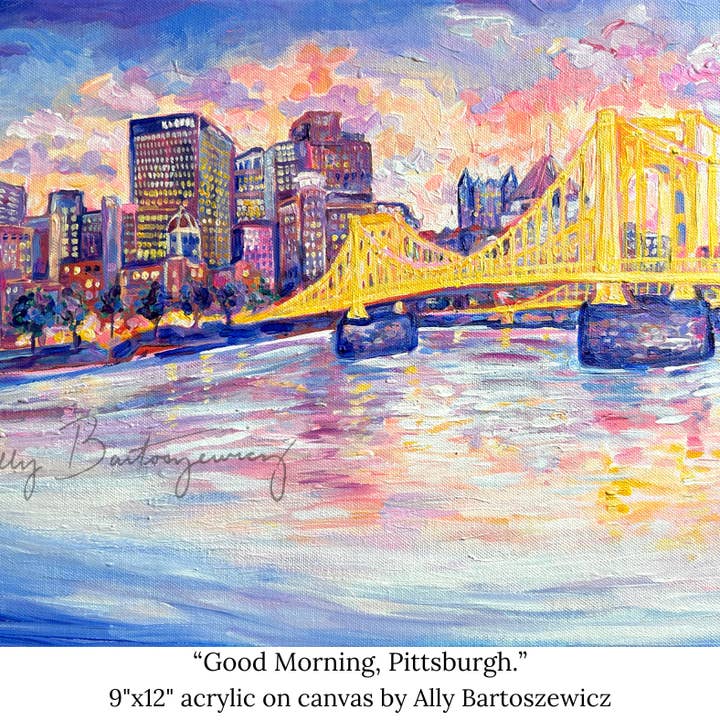 Ally Bartoszewicz Art - Wholesale Art Print - "Good Morning, Pittsburgh" 5x7 print with 8x10 mat 1
