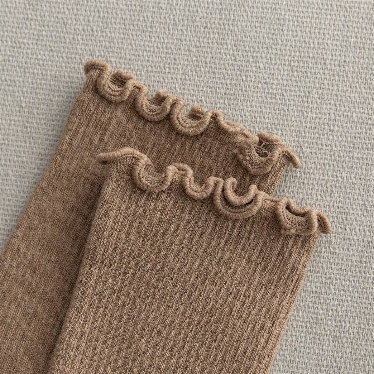 Dipped Shop - Wholesale Socks - Women's - Flounce Solid Color Simple Sweet Socks DP25A4256