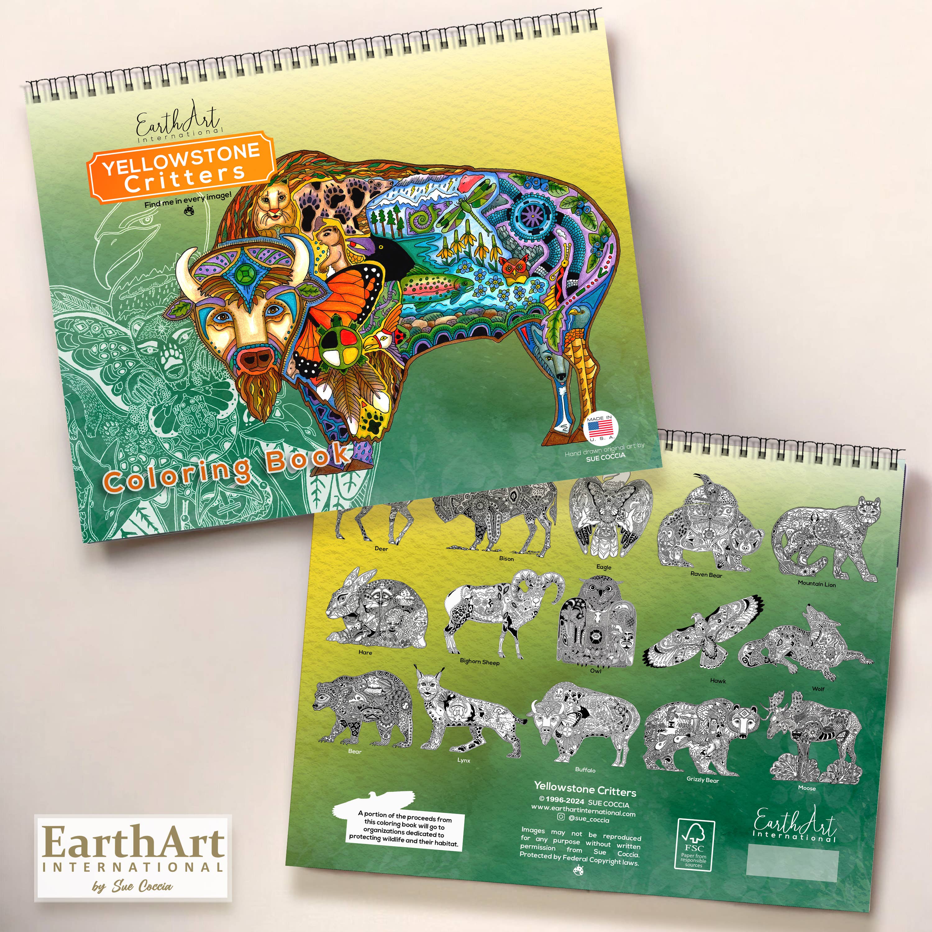 EarthArt International - Wholesale Coloring & Activity Book - Adult - Yellowstone Critters Coloring Book2