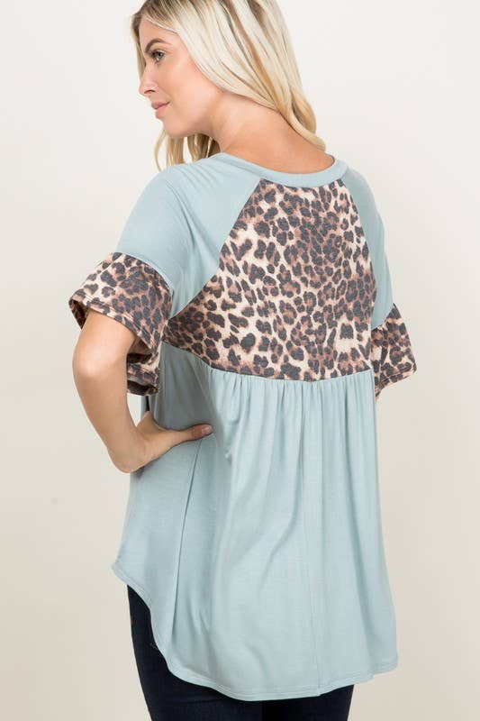 Emerald Collection – Engroshandel Tunika - Dame – ETK-5126 Babydoll Dyreprint Kontrast Tunika2