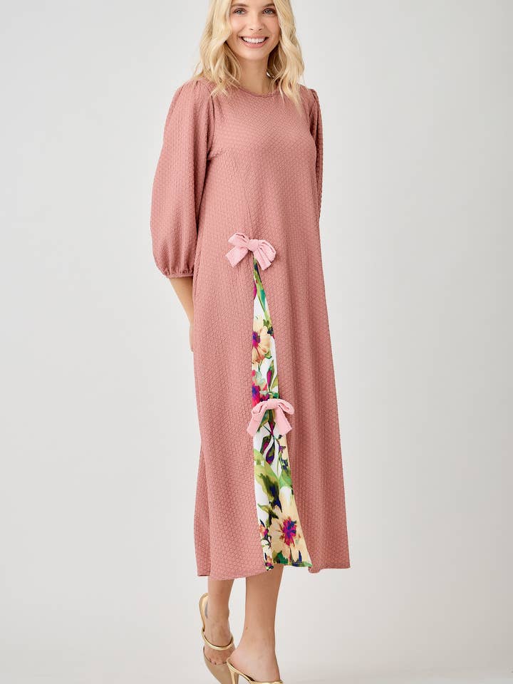 Celeste Clothing - Wholesale Dress - Women's - WOMEN'S MODEST SIDE BOW DRESS WITH PUFF SLEEVES AND POCKETS11